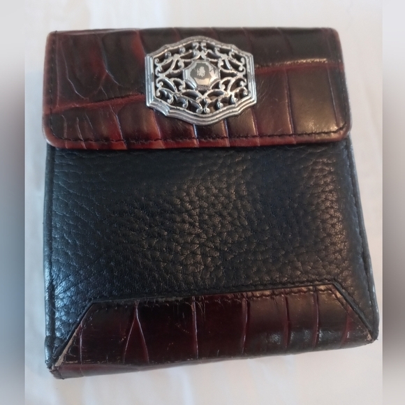 Vintage Brighton Women's Faux Reptile King Card Wallet Black Brown - Picture 1 of 7